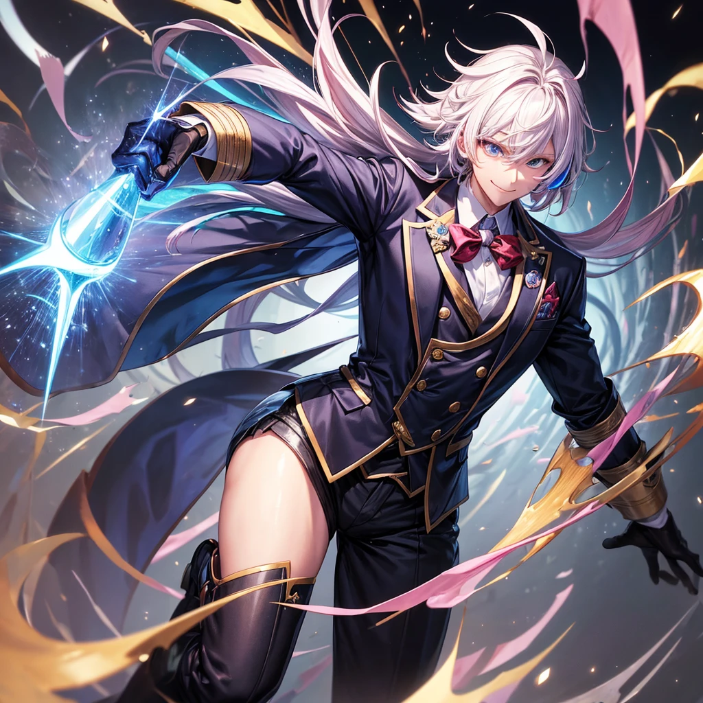 Best Quality,Male uperhuman strength,Light novel,Private Server,Strike technique user,Wear your spirit,smile,Highest quality,Big Breasts,Handsome,Multi-colored hair,blazer,future,New Fashion,Dark Fashion,masterpiece,perfection,perfectionに描かれている