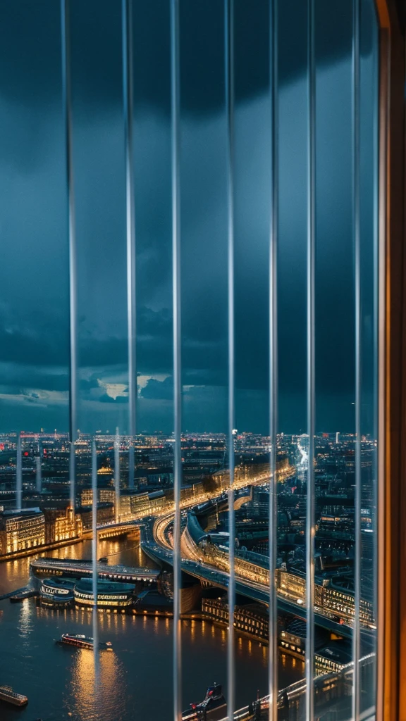 Rainy scenery seen from the window Night view London