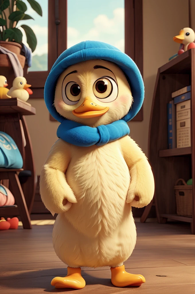 raise a duck , cuddly, with big eyes ,