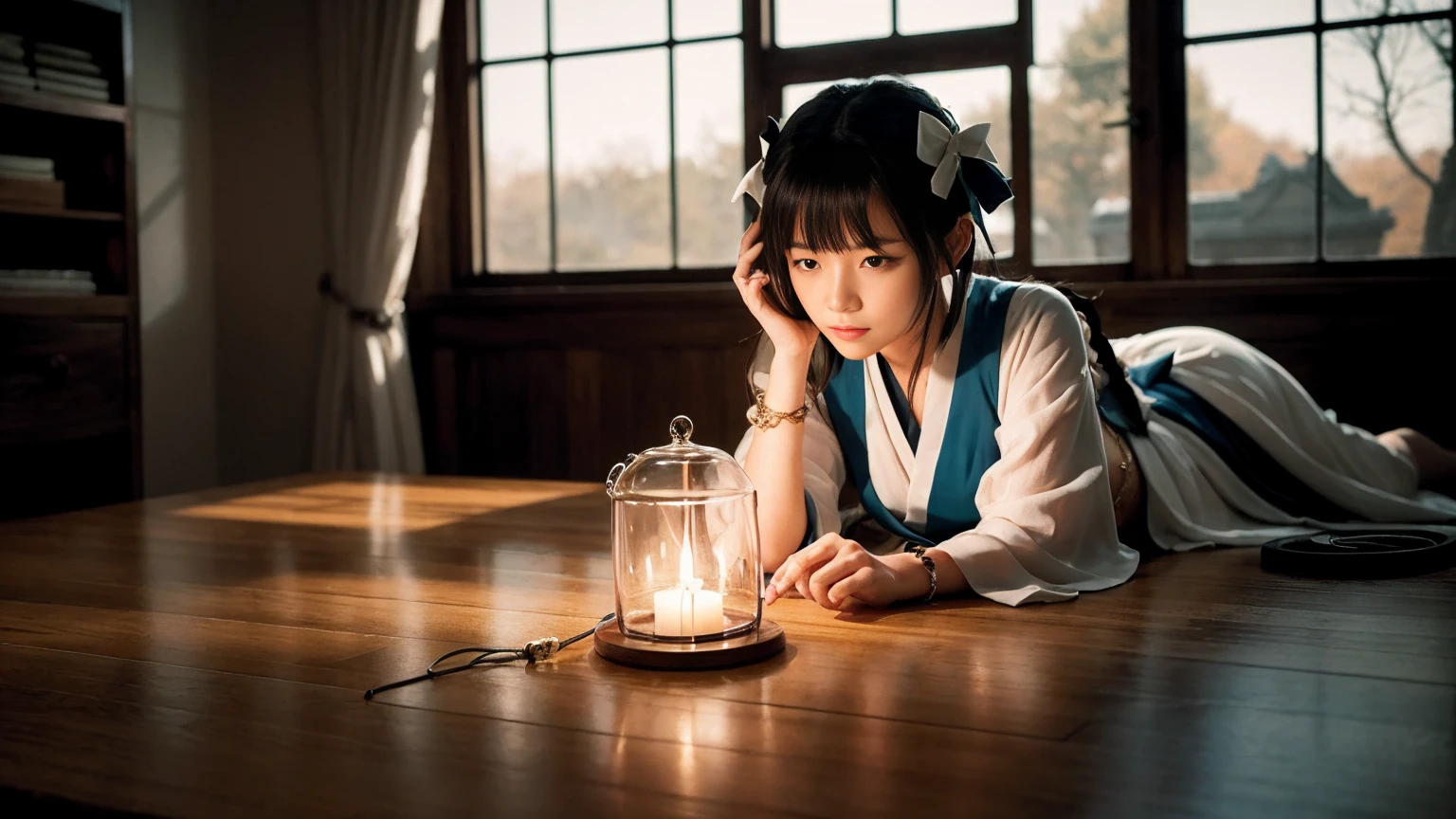 (One girl:1.3),alone,__Body parts__,, Official Art, unity 8k wallpaper, Super detailed, beautiful and aesthetic, beautiful, masterpiece, Highest quality,A fantastic atmosphere, Calm palette, Calm mood, Soft Shading,, Shrine maiden, incantation, Amulet Familiar, Shrine maidenの務め