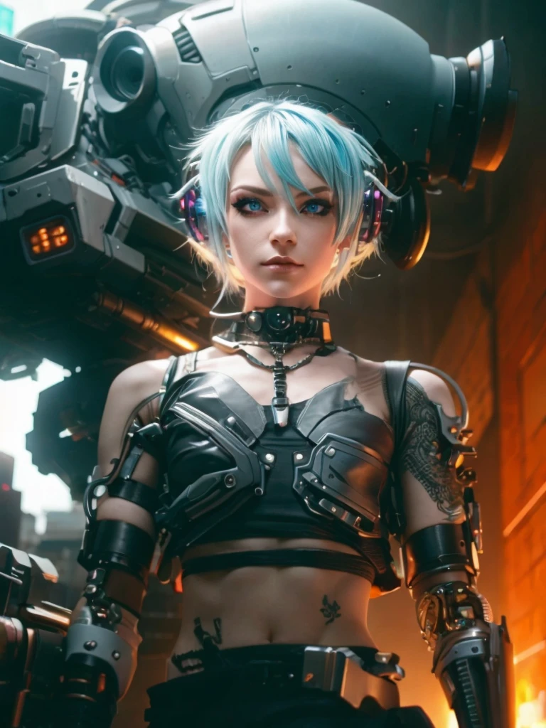 Femboy, cyberpunk style, blue hair, blue eyes, 1boy, elf ears