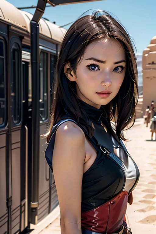 (Highest quality), (High detail), (Vibrant colors), (One girl),desert, desertを旅する可愛い女の子, High resolution, 4K, Head to waist,Steampunk attire,