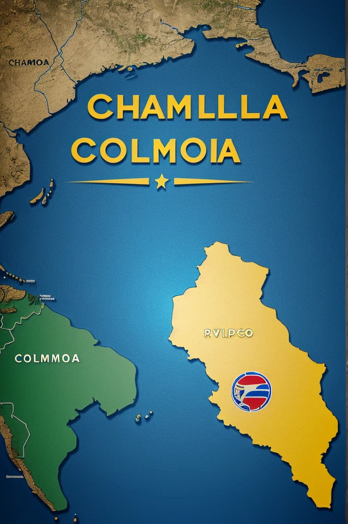 Logo with map of Colombia and that says champion 