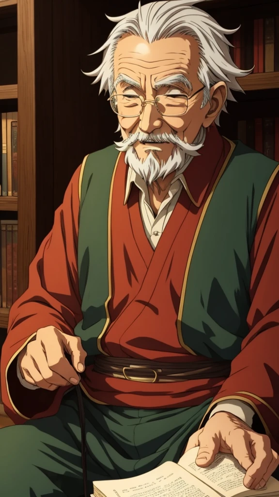 A wise old man who tells stories in anime form