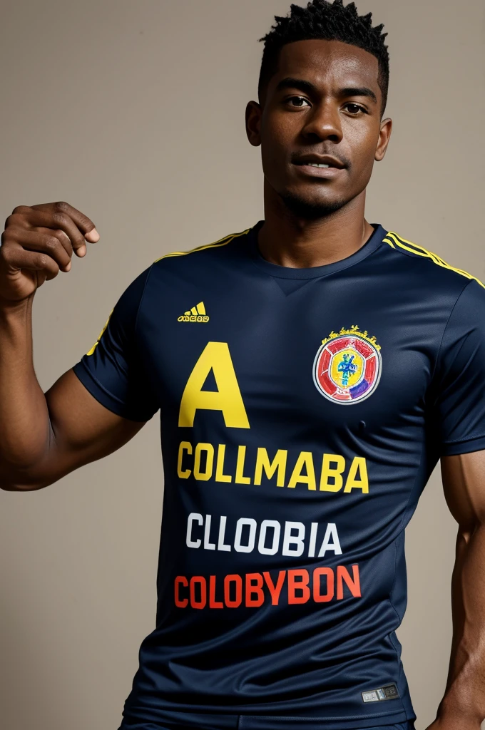 Colombian national team t-shirt Adrián caricature dark skin