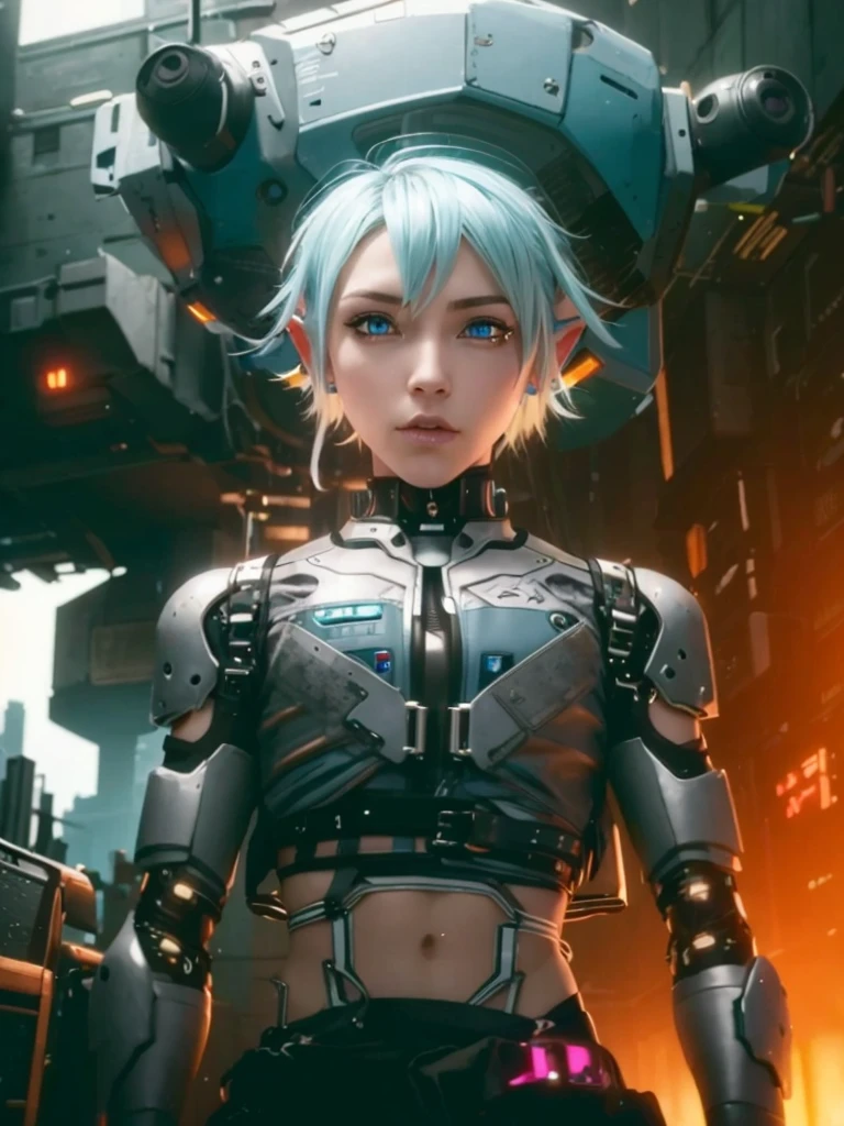 Femboy, cyberpunk style, blue hair, blue eyes, 1boy, elf ears 
