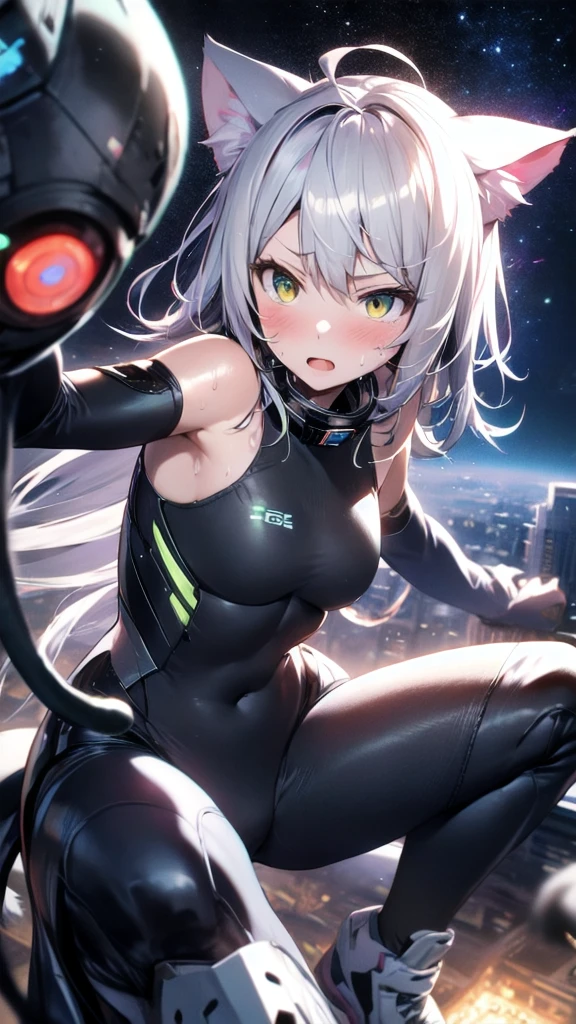 Water dripping,Sweaty skin, leaning back, kneeling pose,Spread your legs a little,
Surrounded by water, reflection,Breathtakingly beautiful water surface,((highest quality)),High resolution,Sharp focus,(Super detailed,Very detailed),
(Very detailed CG unity 8k wallpaper),(((Vibrant colors))),Anime Style,
Natural skin texture 鮮明な詳細, (Realistic eyes, Natural skin texture, Realistic facial details),
1 girl, Beautiful and elaborate face, Perfect Eyes,((Silver Hair)),Long Hair,Echidna, Deep purple eyes,
Butterfly Hair Ornament, (Colored eyelashes:1.1), eye shadow,
Red pink lips,The colors of another world,Arrogant look, Domineering smile,Big and ample breasts,
View from below,drunken eyes, wearing black high leg swimsuit,
(Flying debris, 超High resolution),(((Black and Green Theme))),Wear an iridescent aura,
Invisible Light, Amazing shine, Neon green glow,
Bright colors, Ghostly Effects, wearing black slingshot swimsuit,Side view,