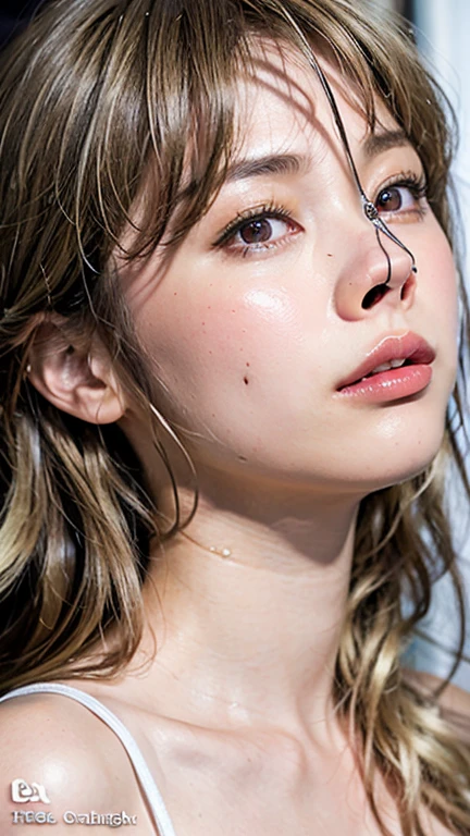 Beautiful and attractive woman in fashion trends, ,(Highest quality realistic textured skin:1.4), Beautiful Eyes, Detailed face, High quality eyes, Keep your eyes focused, Nose and mouth,Face Focus, Delicate and sexy collarbone, Attractive oval face, double eyelid, ((profile)),Clever pink eyes, Pink Lips, Small Nose, Bare shoulders, Focus on the face, Face close-up, Ultra-high resolution, Very detailed, Full body photo, Ultra-thin and ,Cinema Lighting,Rim Light,((Blonde Hair Color))､Completely ,(Browsing Caution),(((全身Completely ))),(((((Browsing Caution))))),(((Full Body Shot))),((The nostrils are pointing upwards)),(nostrils are pointing upwards:1.3),(((Nose Hook上に引っ張る:1.2))),((((((very big nose))))))