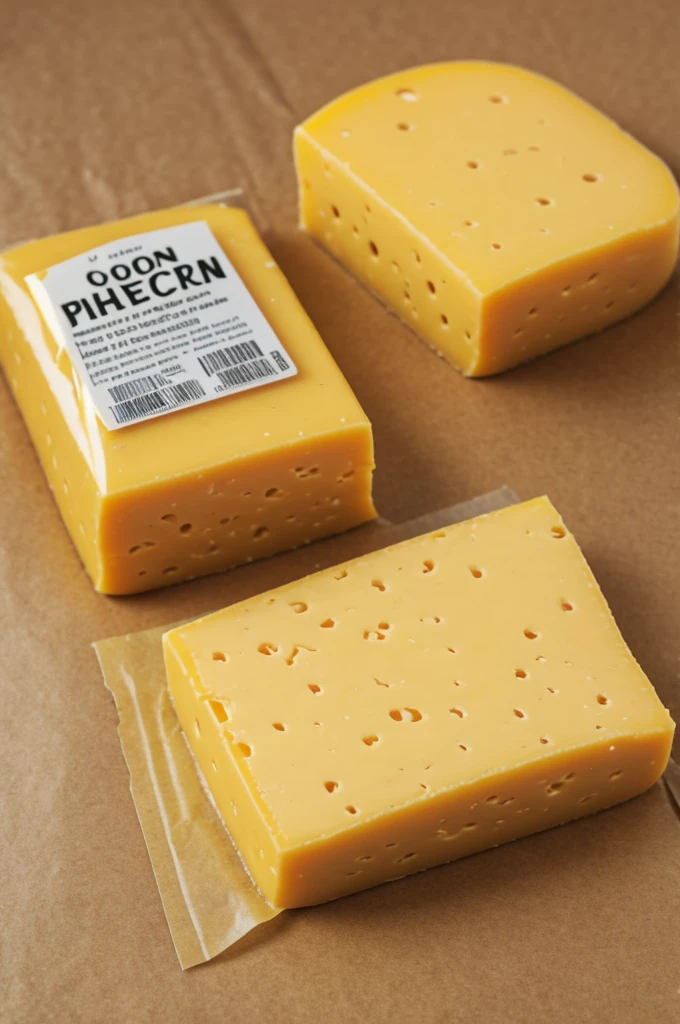 A yellow cheese packaged with no cheerful field
