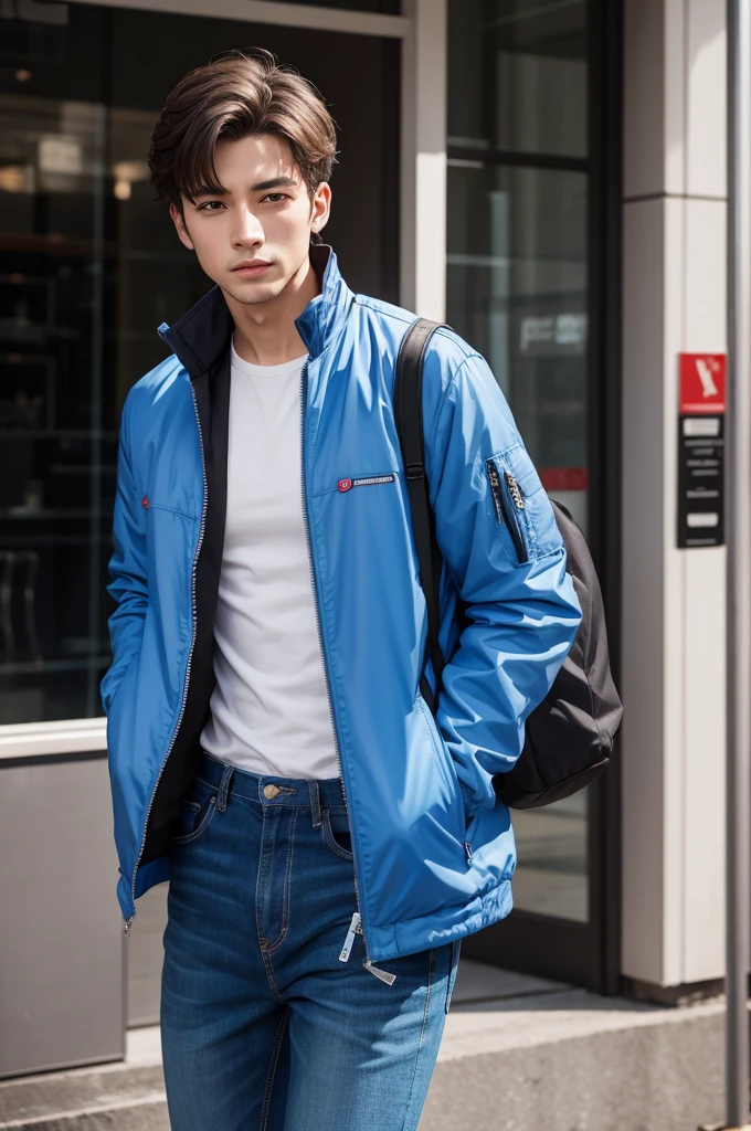 Man with jacket, name Daniel on sleeve
