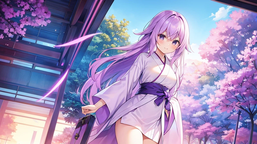 woman　clear　Light purple hair　　kimono　　Anime Style　　Academics
