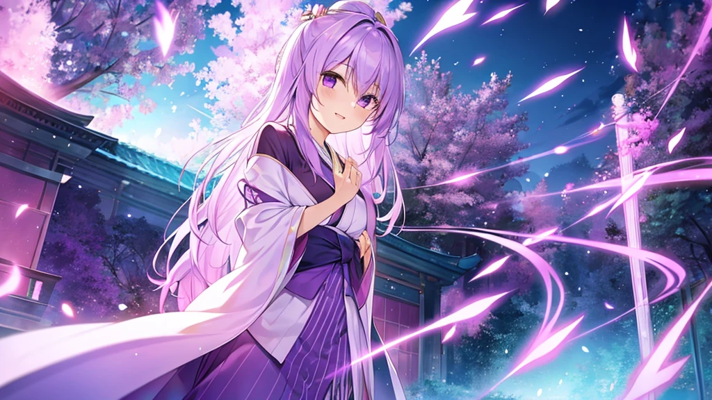 woman clear Light purple hair kimono Anime Style Academics