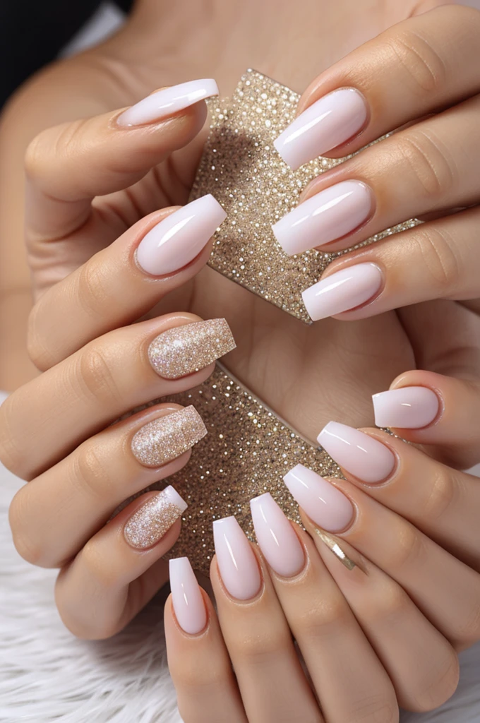 Long acrylic nails with glitter
