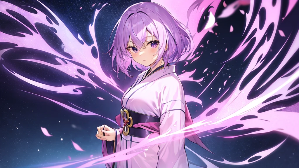 woman　clear　Light purple hair　　kimono　　Anime Style　　Academics
