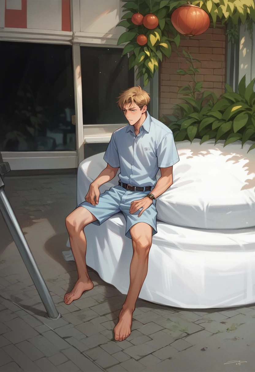 Seated man, watch