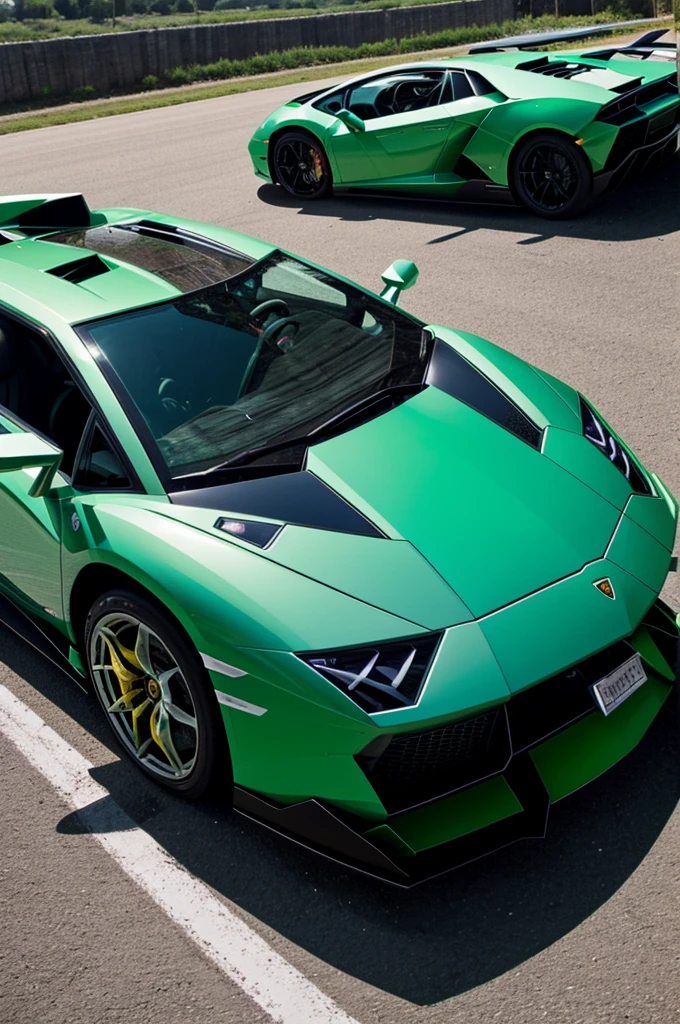 A boy sits on top of a Lamborghini version 3 car wearing an Argentina jersey and a green Lamborghini car with his name Arafat written on it.