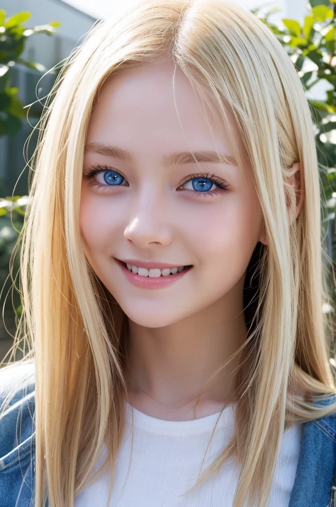 Blonde、Blue Eyes、smile、Late teens、White see-through、