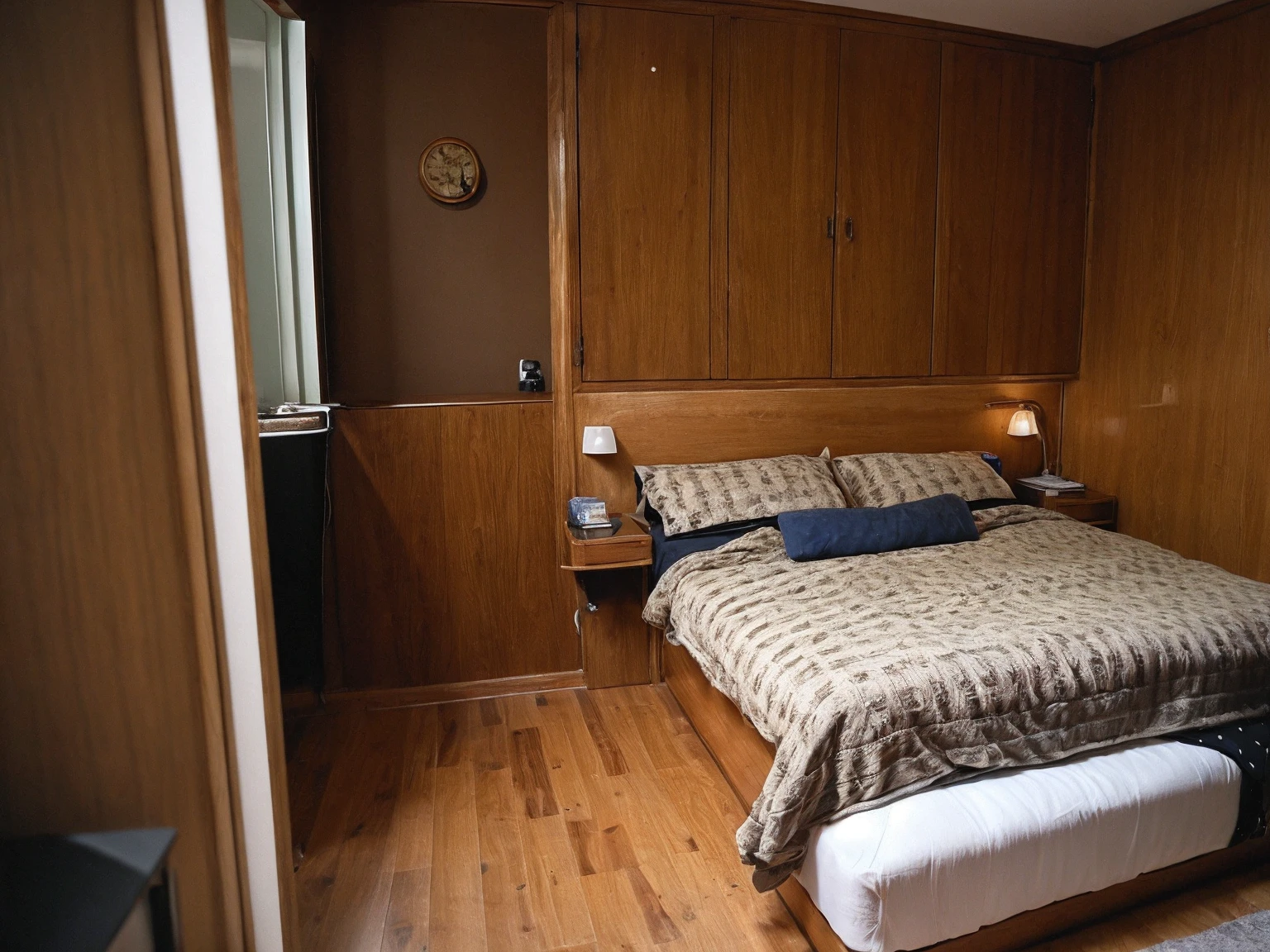 Wide Shot, Realistic bedroom , 40s style