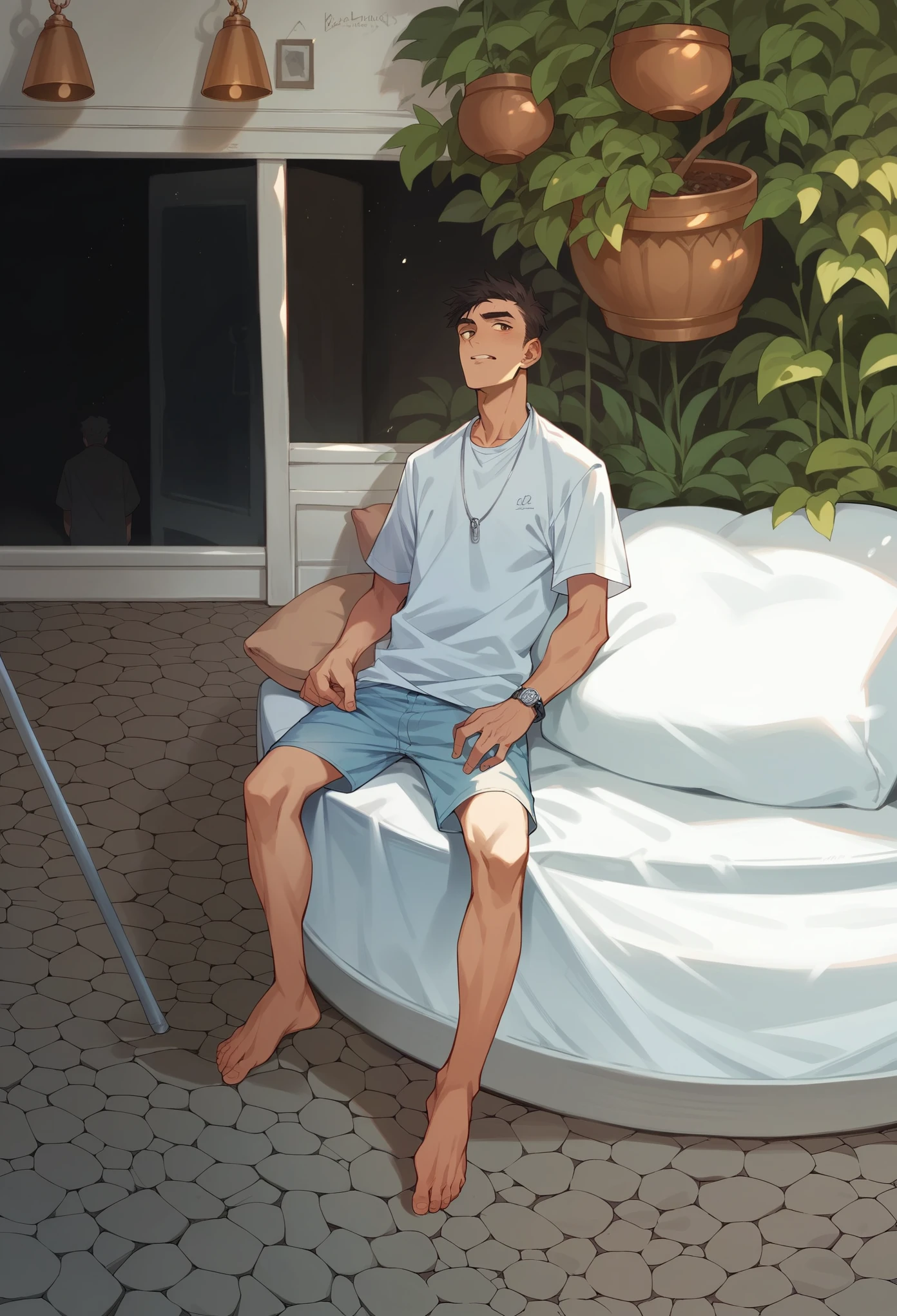 Seated man, watch 