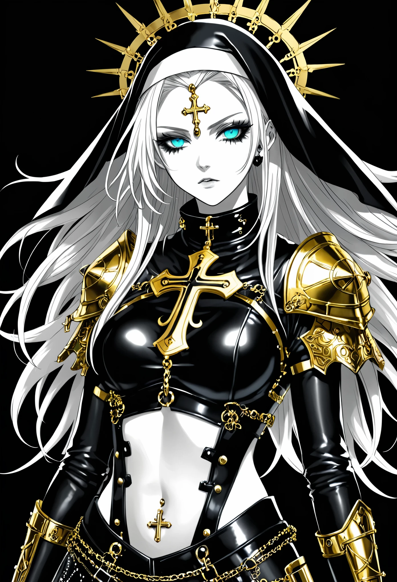 Gold cross piercing pendant