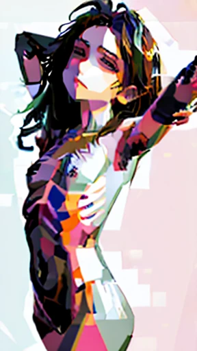 ((Highest quality)), ((masterpiece)), (detailed), Tarot, Artistic, mysterious, One Girl, sexy, 黒hair, Small eyes,Black clothes, look up, whole body,hair,Fair skin,長いhair,Four arms, Open your arms, Vitruvian Man, Vitruvius' human body diagram