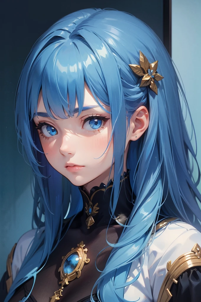 National Foundation, masterpiece, beautiful art, Professional artist, 8K, Art style:sciamano240, very detailed face, Very detailed hair, 1 Girl, perfectly drawn body, Pretty Face, long hair, light blue hair , Highly detailed blue vertical cat's eye, Pursed lips , rosy cheeks, Intricate details in the eyes, Look directly at the audience , Wear office attire , Pencil Skirt, Black over the knee boots, stocking, , Falling in love with the audience's expression, Pursed lips , ring , lipstick, Office Environment, Full body view,Crazy breast swelling, Chest larger than shoulder blades, Big breasts and thin waist,(Huge breasts:1.2),Hydrated skin((rogue))((Very large breasts)),((Grooves reveal original skin))