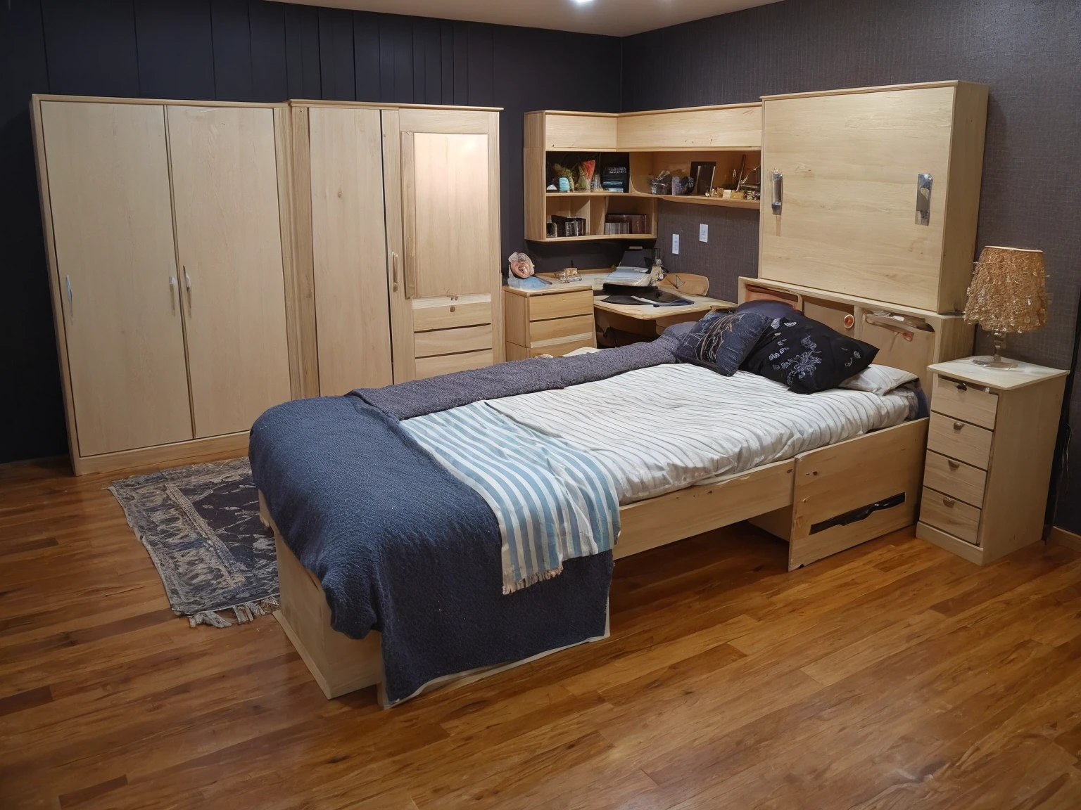 Wide Shot, Realistic wizard bedroom design style
