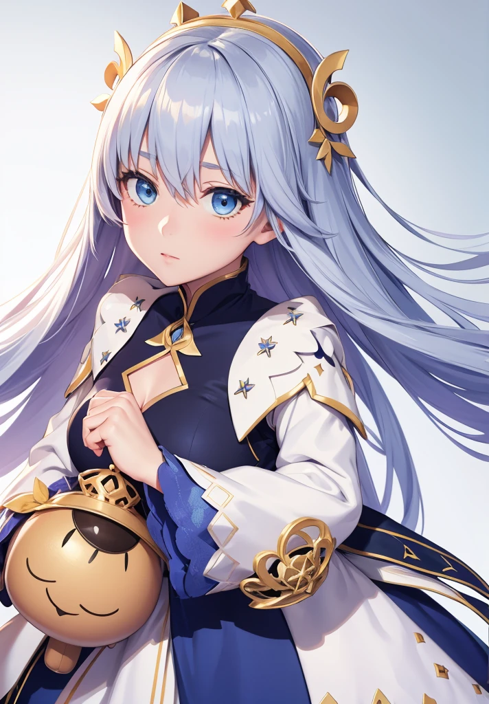 Original outfit, 1 girl, Anastasia (fate), layer azul, Alone, corona, White background, layer, simple background, dress, doll, mini crown 