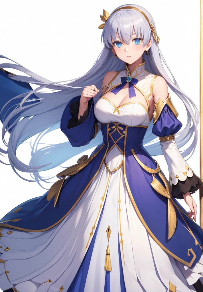 Original outfit, 1 girl, Anastasia (fate), layer azul, Alone, corona, White background, layer, simple background, dress, doll, mini crown