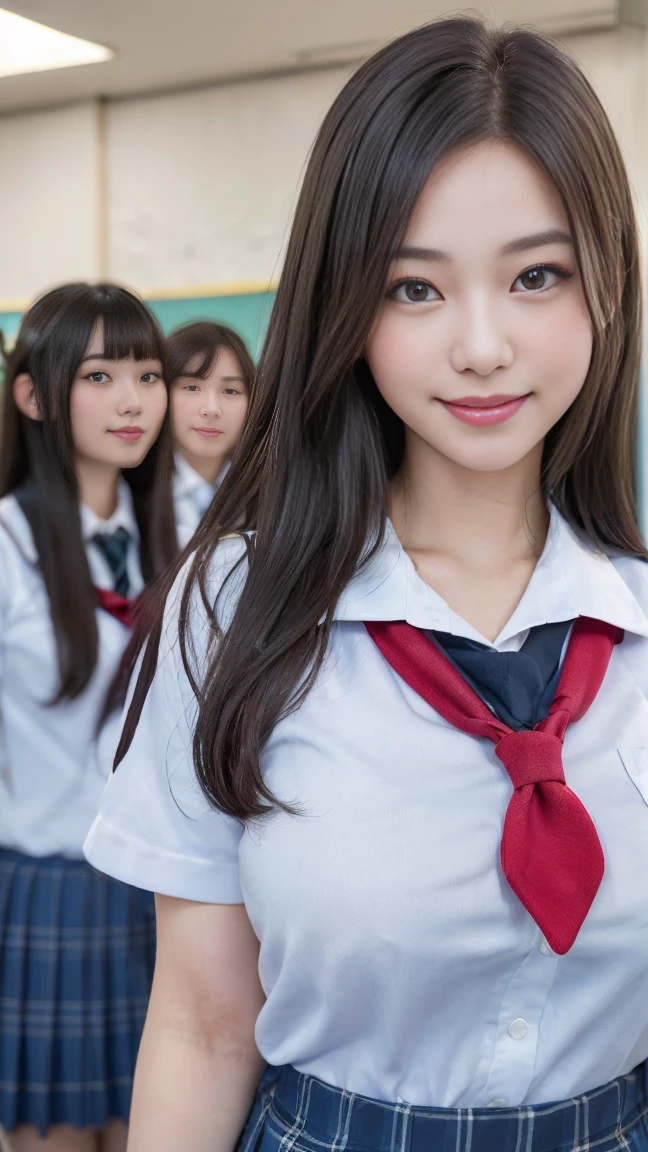8K,Highest quality, Tabletop, Very detailed, 超High resolution, Realistic, RAW Photos, Absurd, Absolute Resolution, 1 Girl, Upper Body Shot, Looking at the audience,Young and beautiful Japan woman, Very cute face, Gorgeous appearance, Big Breasts,Long Bob Hair,smile,(school uniform:1.3),Beautiful Eyes,(that&#39;the wind is strong:1.3), 混雑した道をsmileで歩く,Glossy Lips, Double eyelids on both eyes, Natural Makeup, Long eyelashes, 艶やかで滑らかなライトブラウンのLong Bob Hair, Asymmetrical bangs, Shiny skin, Center image, High resolution, High detail, Detailed hairstyle, Detailed face, Great cinema lighting, Octane Rendering, Vibrant, 超Realistic, Perfect limbs, Perfect Anatomy, Spread your hair、Slender beauty:1.4、((Huge breasts:1.6、Side bust、Beautiful erect nipples))、Exposing breasts、Slim Abs、Tight waist、(smile:1.2) 、(Pleated mini skirt、Lift up your skirt)、thin and long beautiful legs、Legs wide open、(See-through black stockings:1.2)、(No pants、Beautiful pussy exposed、Take off:1.2、pussy creampie、pubic hair:1.4)、(From below:1.5)、Backlight、Night view:1.4、