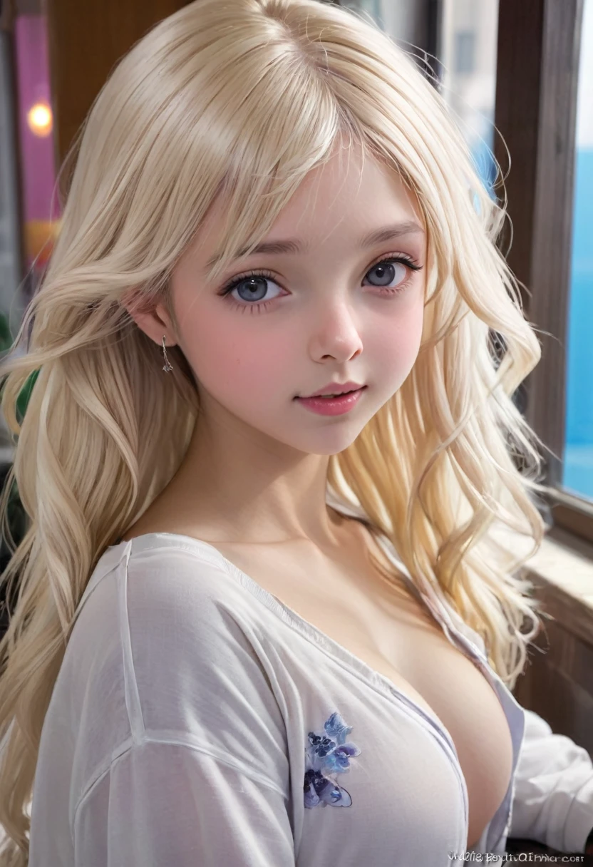 (masterpiece, best quality: 1.2), girl, 1wavy white blonde hair student,Sexy eyes,Head close-up,Wet sexy lips,Excited expression,aroused, A lot of saliva,earrings((casual clothes))