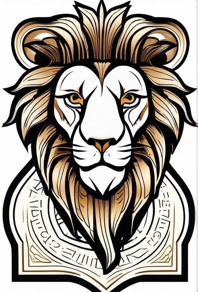 Elegant logo of a lion&#39;s head, the lion is smiling, wearing sunglasses, and a logo that is designed as a motif from now on big There are lightning in the background it has a lot of energy Very cool design, chic and modern white background