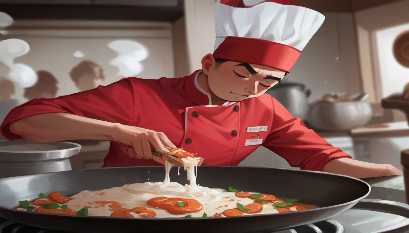 Chef making stir-fried chowfan rice