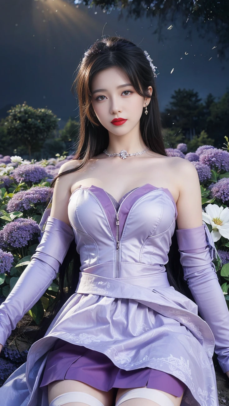 best quality, tmasterpiece,Ultra-high resolution,Clear face,(Reality:1.4),ferpect lighting,(upper body shot), (photorealistic:1.50), anime wallpaper, Guviz style artwork, cover-up fantasy up to magic , by Yang J, Guviz, beautiful artwork illustration, beautiful digital artwork, beautiful digital illustration, Li Song, beautiful anime portrait, art style in Beauvot, Lips wear thick red lipstick