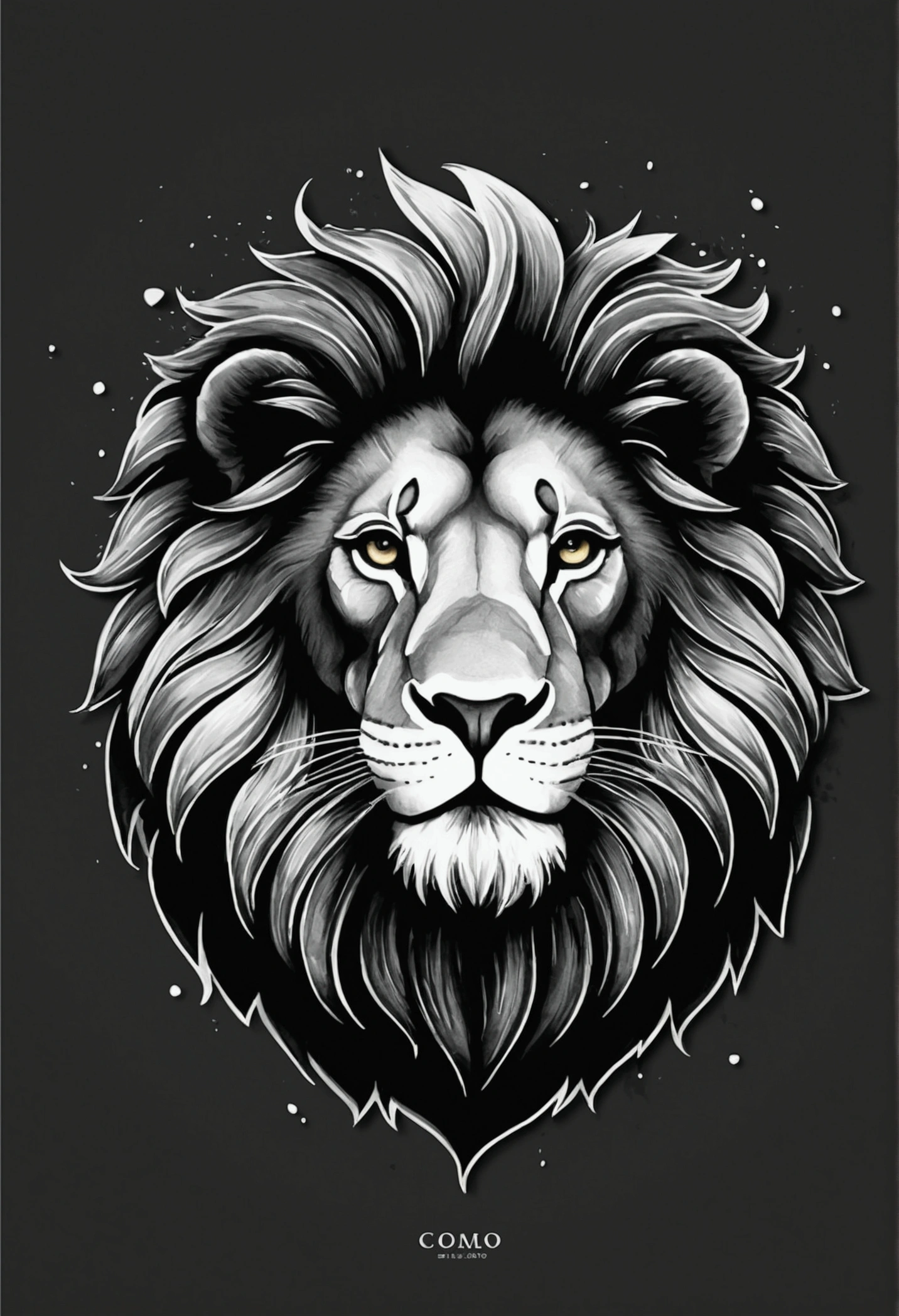 high qualiy, logo style, water colour, with 3D effect, como se fosse puff printing. Powerful logo with strong, dark colors, of a lion. monochrome background, By Yukisakura, incredible and original colors of the species. High-Density Printing: "a robust and well-defined design, as a high density print."