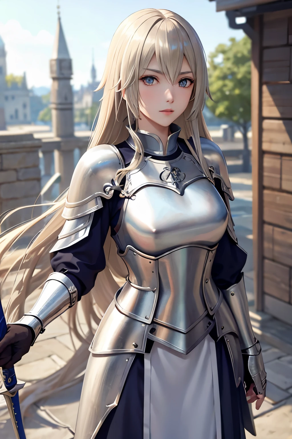 Jeanne、Jeanne・ダルク、Janne Da Arc、Warriors Series、Unparalleled OROCHI、Brown Hair、Straight Long、Plate Armor、Holding a spear、Sad face、Timid、Saint of Orleans、（（（ＳＦＷ、sound、Highest quality、first-clasasterpiece、Normal body、8K、Detailed face、Ultra-precision、Normal hand、Normal finger、５Finger、Highest）））