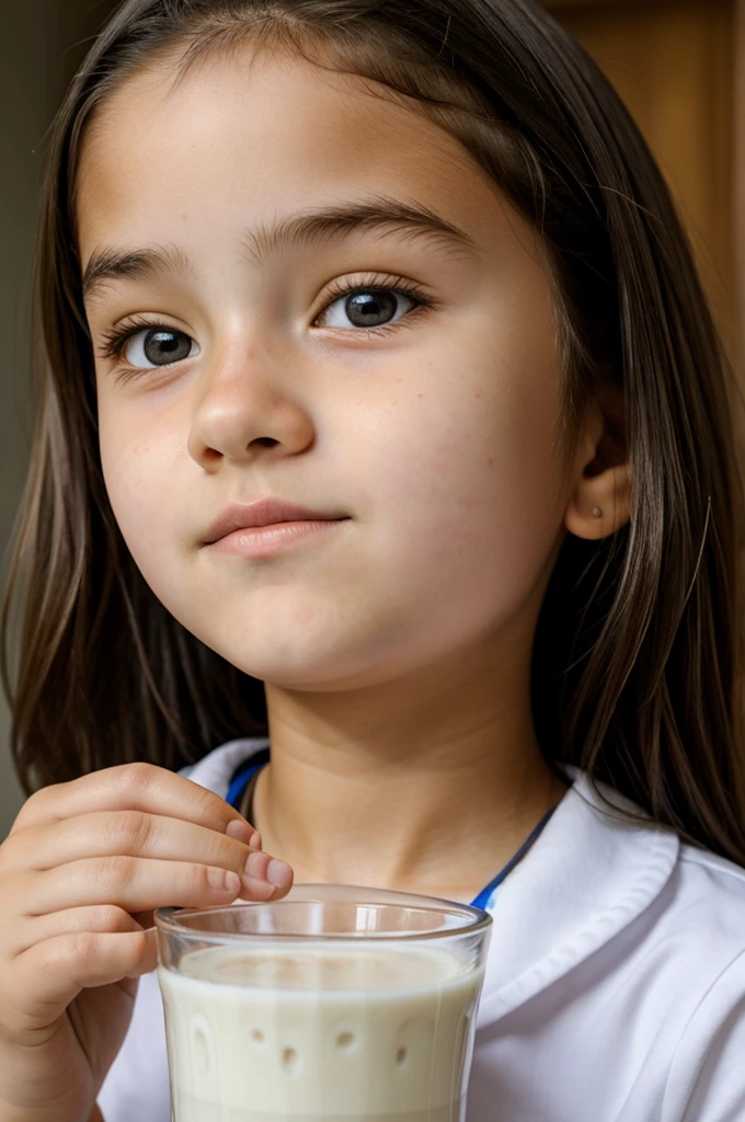  girl with face full of milk