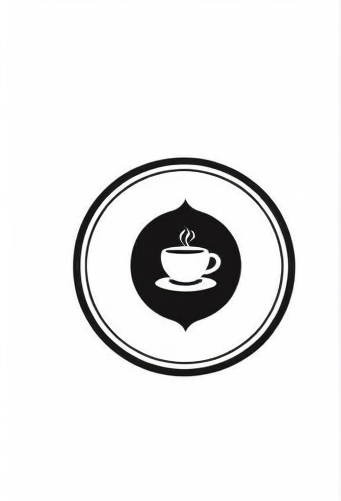 Circle type　Cafe logo Chic and modern design Black and white Monotone White background