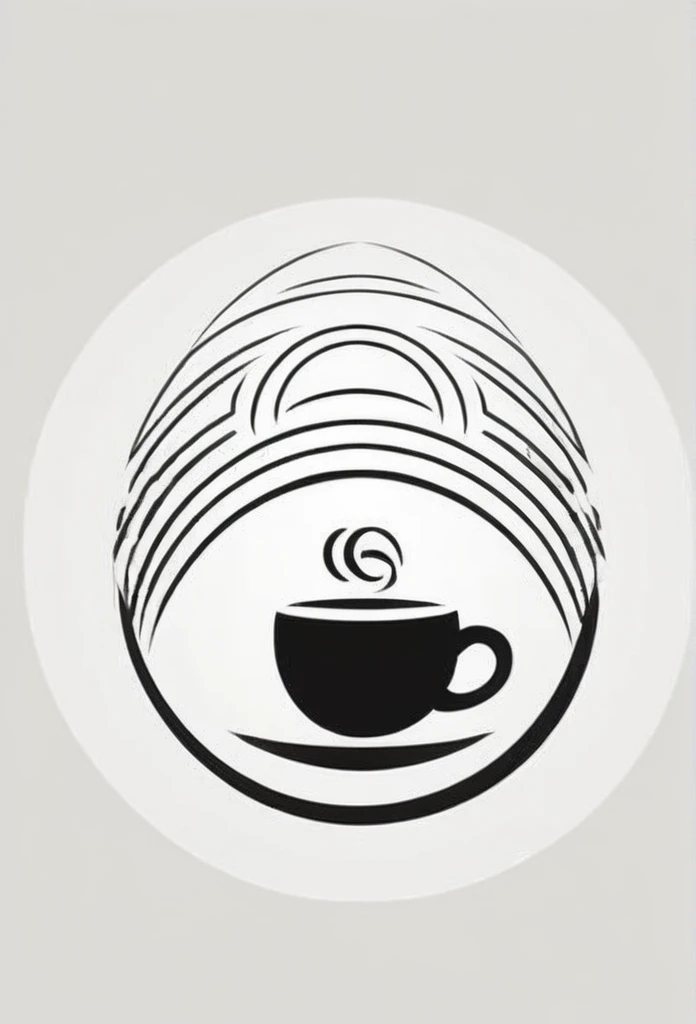 Circle type Cafe logo Chic and modern design Black and white Monotone White background Kana ornament pattern circle