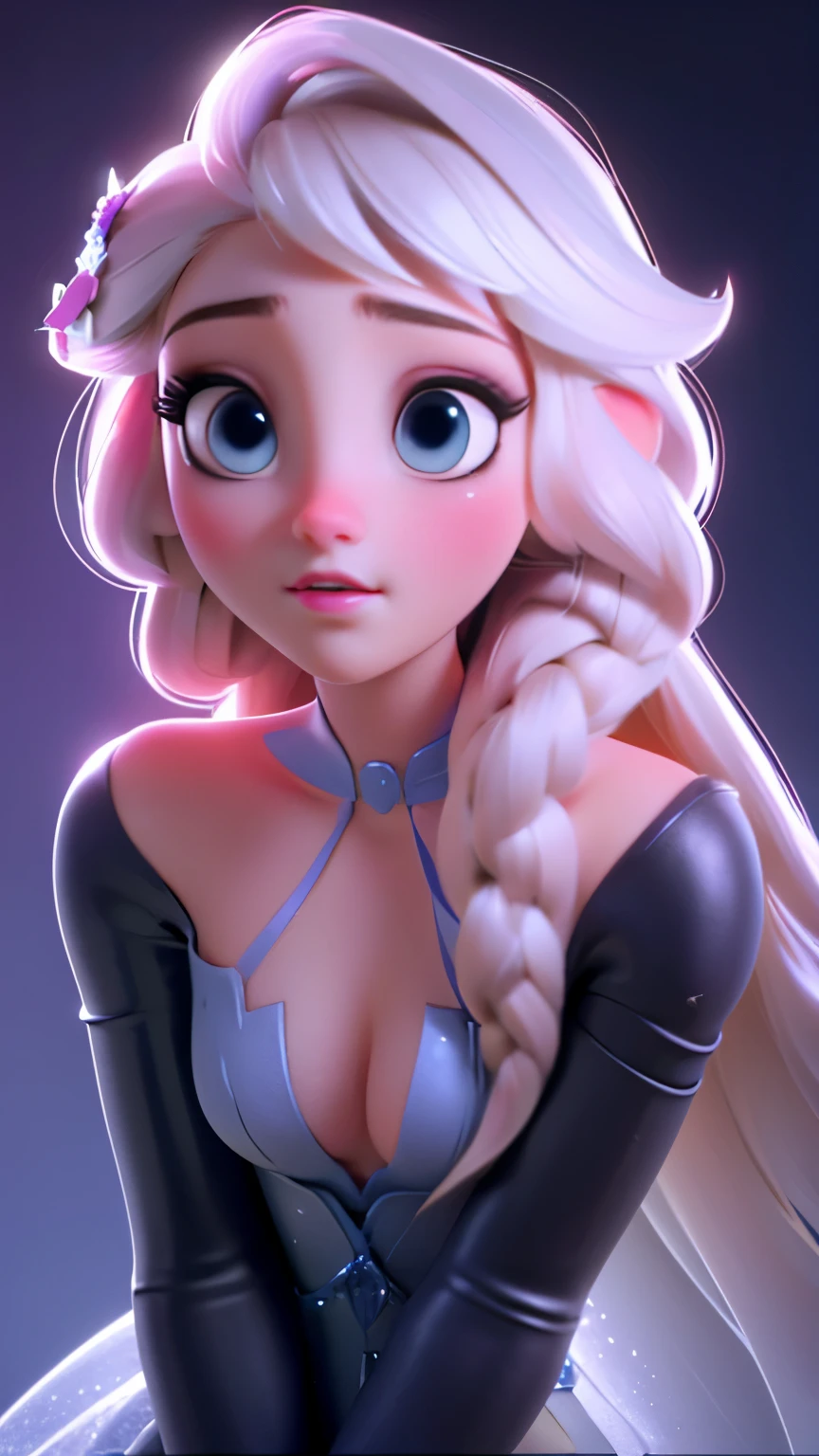 Elsa, (perky breasts), (((small breasts))), affected smile:1.2, beautiful blue eyes, (perfect iris), depth of color in your eyes, by rubio, wide, braid, full lips, blush, naked, She is showing her vagina, depth of field, bokeh, (Special attention to leather details.: 1.2), Masterpiece, Best Quality, ultra detailed, ultra hd, photorealistic, cinematographic, ((Medium camera shot)), sensual pose, seductive, nipples:1.4, looking to the camera, closeup of his face, her cheeks are blushed, 22 years, she is on her knees, eye contact:1.4, Angle elevation:1.5, ((Closeup on face)), Perfect face, (((visible breasts))) bokeh everything other than her Perfect face, The location is Arendelle in winter., ice castle