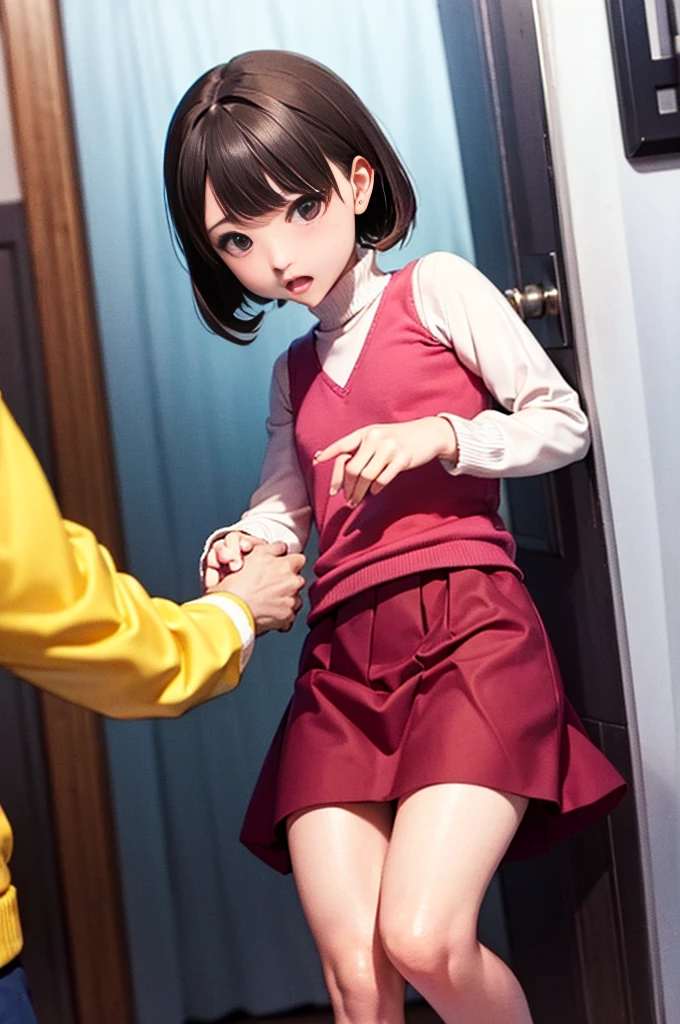 , Jumper skirt, Pee, Embarrassed、Other people touching my groin