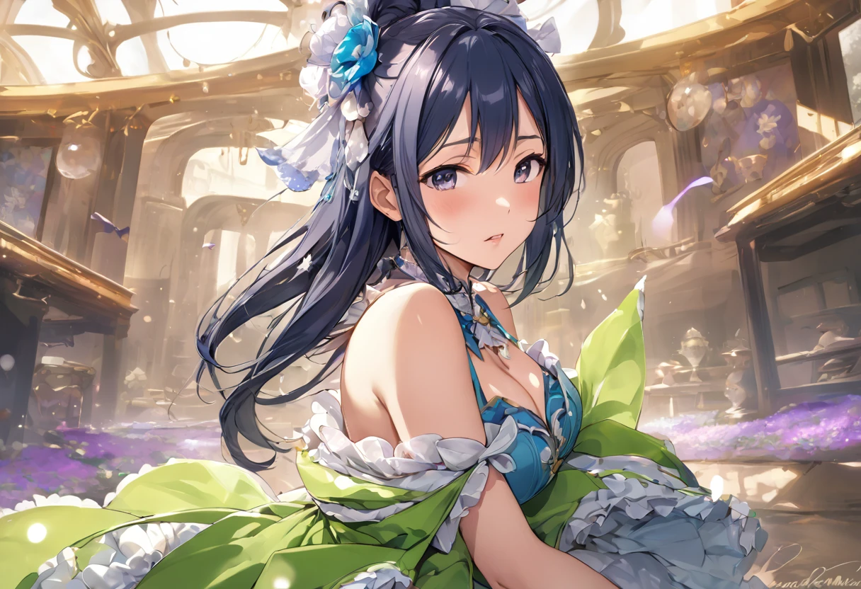 Love Live adult Kanan Matsuura, masterpiece, highest quality, gloss, fantastic background, attire randum, desire