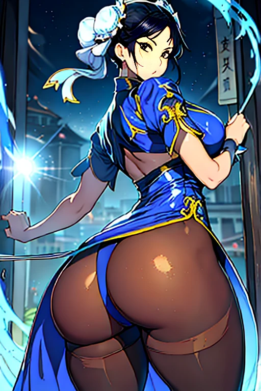 masterpiece、Highest quality、8K、((Show your ass)))、((Shiny underwear)))、Blue Chinese Dress、Dress with a slit、Beautiful beauty、Clean black hair、((whole body))、(((Photo taken from below)))、In town、Hongkong、Large Breasts、Big Breasts、、tall、Long limbs、Her hair is tied in two buns.、masterpiece, Highest quality, High resolution, 1 girl, Chunli,, wide , (Wearing black tights、Blue Chinese Dress、 Large Breasts,  Cowboy Shot, Are standing,I can see the butt print,panties、short thin wire is drawn inside the pussy, short, A thin thread is inserted into the vagina, Huge Ass, Big pussy, Huge pussy, Huge Ass, Outrageous ass, Big Ass, Big Ass, Huge Ass, Big pussy, Huge pussy, Huge Ass, Outrageous ass, Big Ass,Big Ass、Huge Ass、Huge pussy、Huge Ass、Outrageous ass、butt gets bigger、Big Ass、Huge Ass、Huge pussy、Huge Ass、Outrageous ass、butt gets bigger、お尻にpantiesが食い込んでる、レースのpanties、Underwear only、