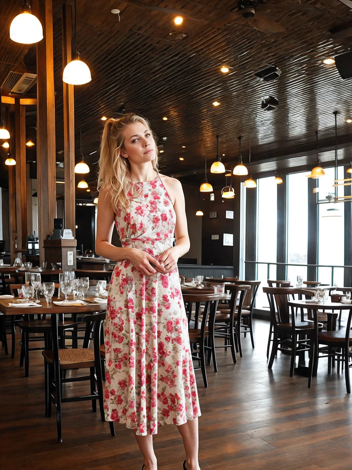 best Realistic photography , beautiful female ,dress ,restaurant