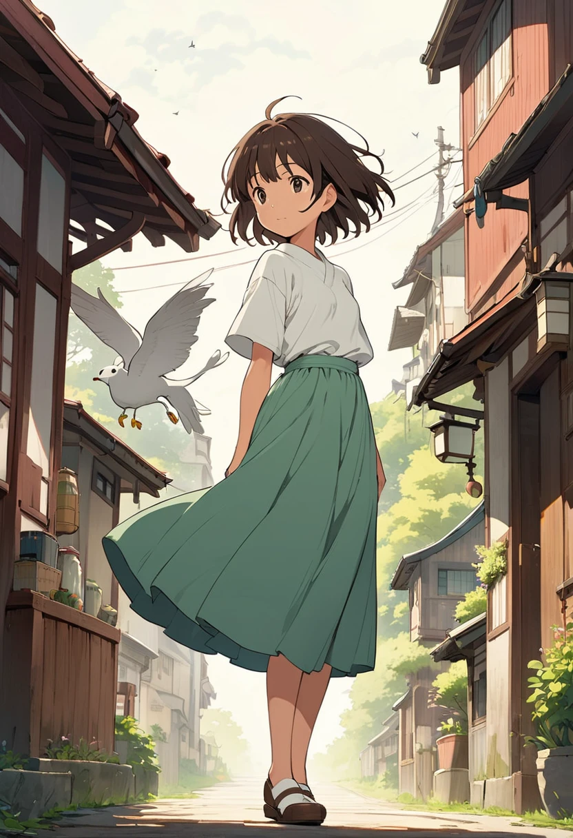 Ghibli movie style, Spirited Away, Chihiro, full body