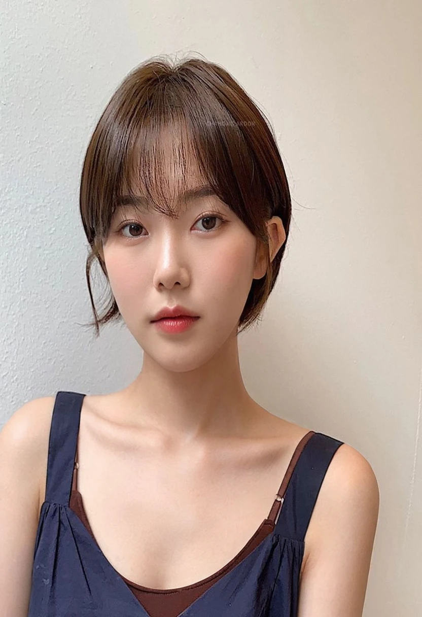 Best Quality, 8k, Masterpiece, (Portrait: 1.3), (photo realistic:1.4), (hyper realistic:1.4), Sharp Focus, looking at viewer, (smoother lighting:1.1), (increase cinematic lighting quality:0.9), realistic lighting, backlighting, light on face, ray trace, (brightening light:1.2), (Increase quality:1.4), sharp detail, (best quality real texture skin:1.4), finely detailed eyes, black_eyes, finely detailed face, 25 year old Korean woman