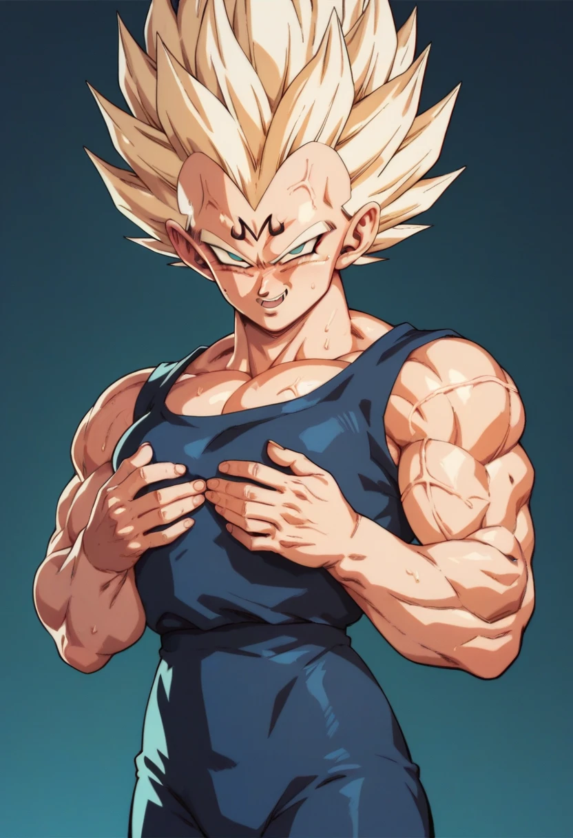 female dog . Muscular girl with rose hair color from dragon ball z and furoo and her body hair is brown