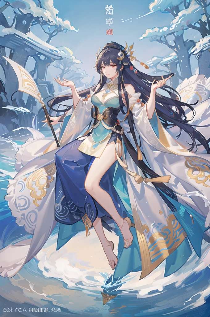 arafed image of a woman in a ancient javanese costume, alphonse mucha and rossdraws, by Yang J, inspired by Fenghua Zhong, full color illustration, a beautiful fantasy empress, inspired by Lan Ying, by Shen Zhou, a beautiful artwork illustration, by Qu Leilei, by Yan Hui, by Zeng Jing, by Lu Guang