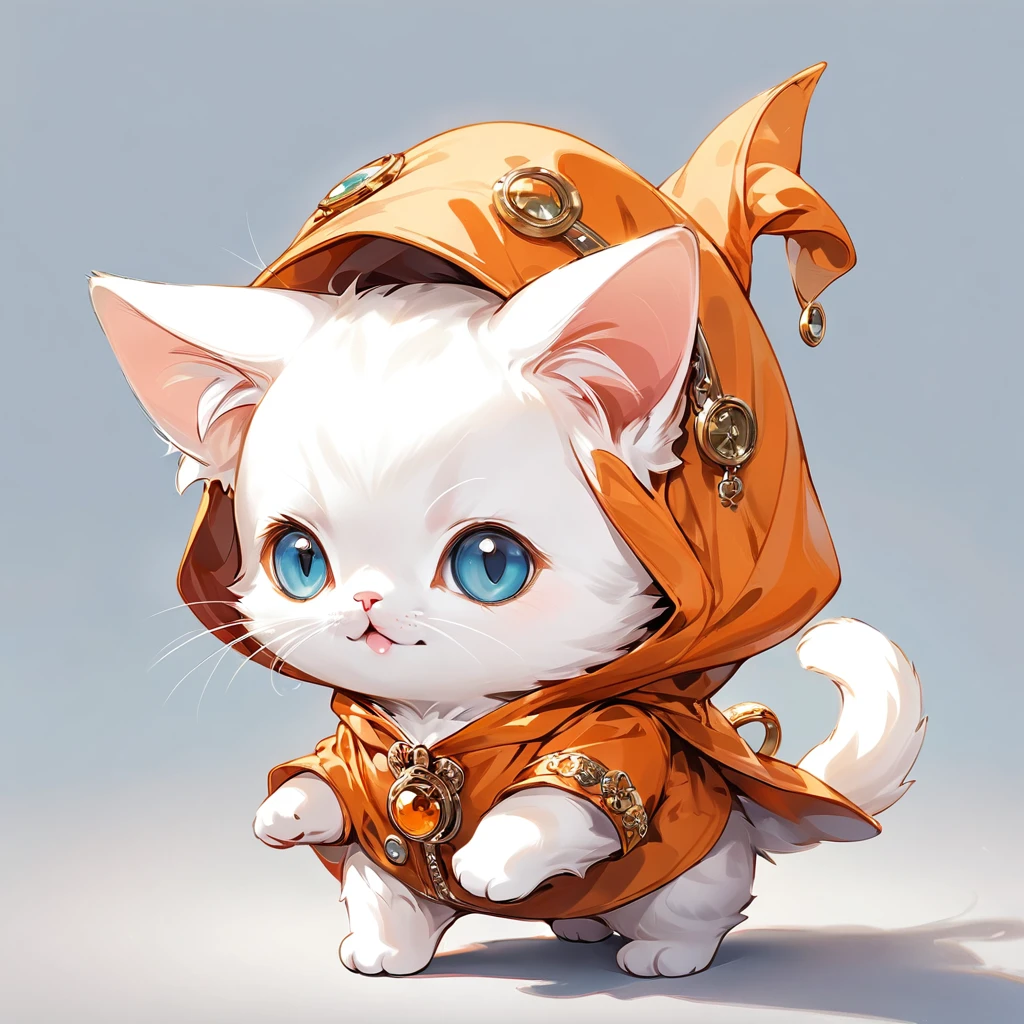 (Highest quality,Extremely detailed depiction,Incredibly absurd high resolution),1匹のkitten,Deformed Characters,kitten,Plain background,Cat in costume