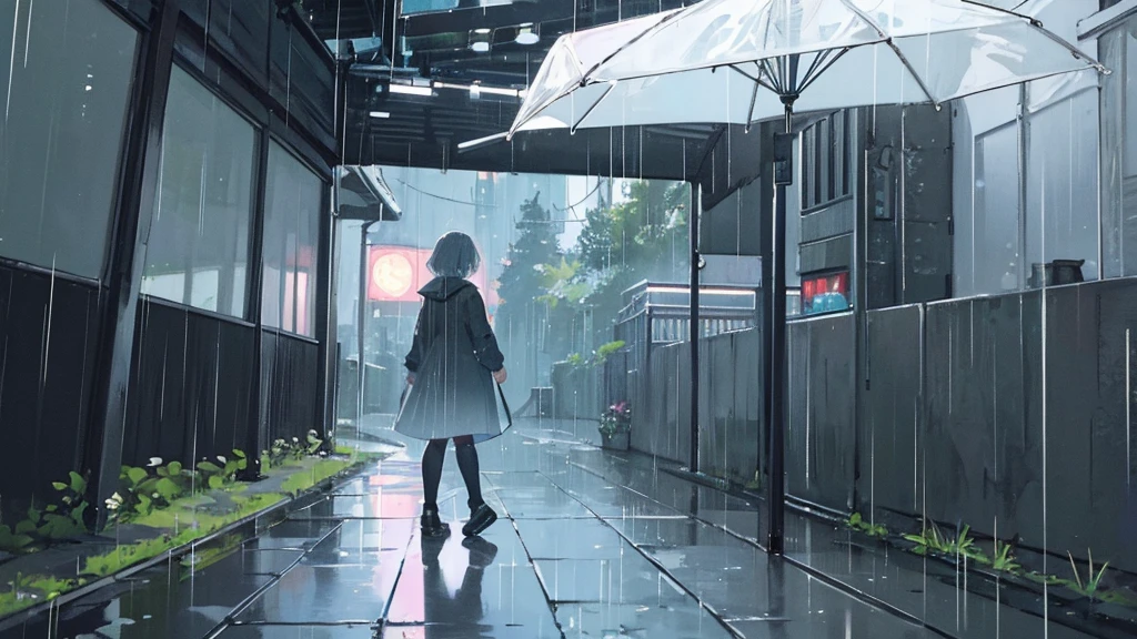 ((Highest quality)), ((masterpiece)), (detailed),lofi rain aesthetic